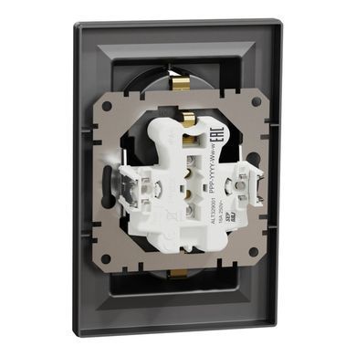 Розетка двойная с ЗЗ Schneider Electric Asfora 16 А, 250 В, IP20 антрацит