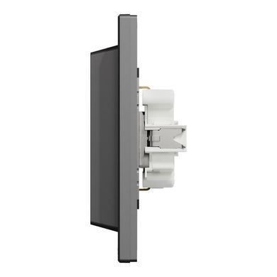 Розетка двойная с ЗЗ Schneider Electric Asfora 16 А, 250 В, IP20 антрацит