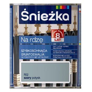 Зображення Ґрунт-емаль 3 в 1 Sniezka Na Rdze R02 сіра глянцева 650 мл Farbers