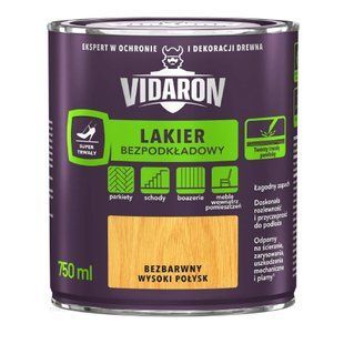 Изображение Лак паркетный без грунтовки VIDARON LAKIER DO PARKIETU бесцветный высокоглянцевый 5 л Farbers