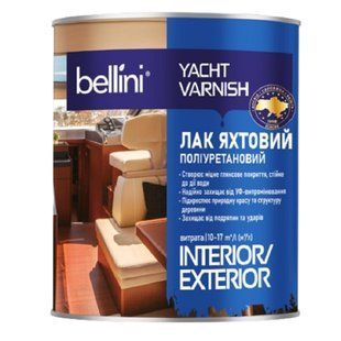 Зображення Лак яхтний поліуретановий Bellini глянець безбарвний 0,75 л Farbers