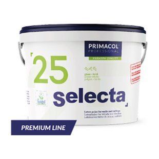 Изображение Краска интерьерная латексная SELECTA 25 (База А) Primacol Professional, глянец белый, 5 л Farbers