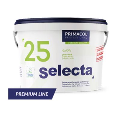 Изображение Краска интерьерная латексная SELECTA 25 (База А) Primacol Professional, глянец белый, 1 л Farbers