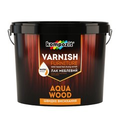 Изображение Лак мебельный Kompozit AQUA WOOD шелковисто-матовый 0,75 л Farbers