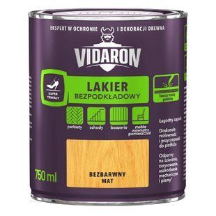 Изображение Лак паркетный без грунтовки VIDARON LAKIER DO PARKIETU бесцветный матовый 5 л Farbers