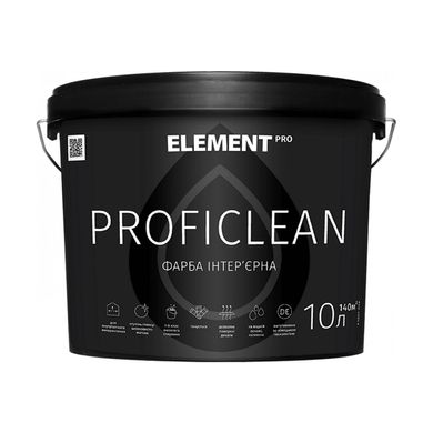 Изображение Интерьерная краска PROFICLEAN Element Pro влагостойкая белая матовая База А 10 л Farbers