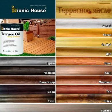 Изображение Масло тунговое Bionic House для террас Terrace Tung Oil, прозрачное, 1 л Farbers