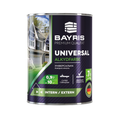 Зображення Алкідна універсальна емаль Universal BAYRIS чорна 0.9 кг Farbers