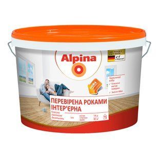 Изображение Краска интерьерная акриловая матовая Alpina Проверенная годами интерьерная белая 14 кг Farbers