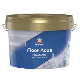 Изображение Краска для бетонных и деревянных полов Eskaro Floor Aqua, глянцевая белая 2,7л Farbers