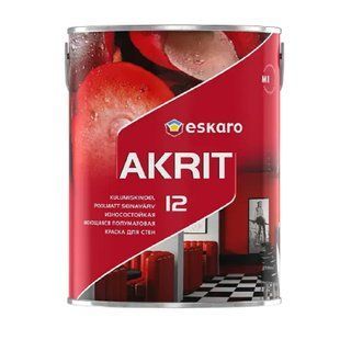 Изображение Краска износостойкая Eskaro Akrit 12 белая полуматовая 0,95л Farbers