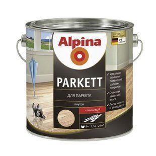 Изображение Лак интерьерный алкидный глянцевый Alpina Parkett прозрачный 2,5 л Farbers