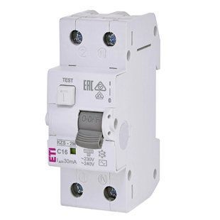 Диференційний автоматичний вимикач ETI KZS-2M C 16/0,03 тип AC (10kA)