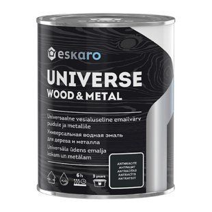 Изображение Универсальная эмаль для дерева и металла Eskaro UNIVERSE Wood&Metal, шелково-матовая белая 0,9л Farbers