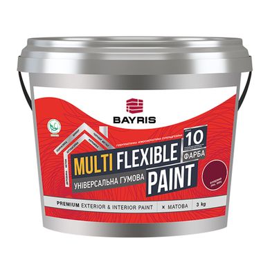 Изображение Краска универсальная резиновая MULTIFLEXIBLE PAINT BAYRIS, Белая (База С), 3 кг Farbers