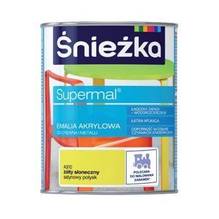 Зображення Емаль акрилова сатиново-глянцева Sniezka Supermal A310 сонячно жовта 800 мл Farbers