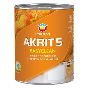 Изображение Краска интерьерная акриловая Eskaro Akrit 5 Easyclean матовая белая 0,85 л Farbers