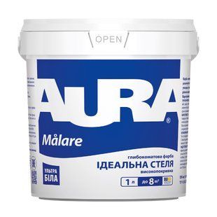 Зображення Фарба інтер'єрна високопокривна AURA Malare, глибокоматова 1 л Farbers