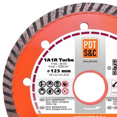 Зображення Круг алмазний по бетону PDT Universal 1A1R Turbo 115 х 2,2 х 8 х 22,2 мм 810100TUNVu Farbers