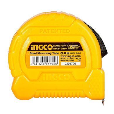 Зображення Рулетка INGCO SUPER SELECT HSMT27519-1 автостоп 5 м х 19 мм Farbers