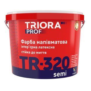 Изображение Краска интерьерная латексная Triora TR-320 semi, стойкая к мытью, полуматовая белая 1 л Farbers