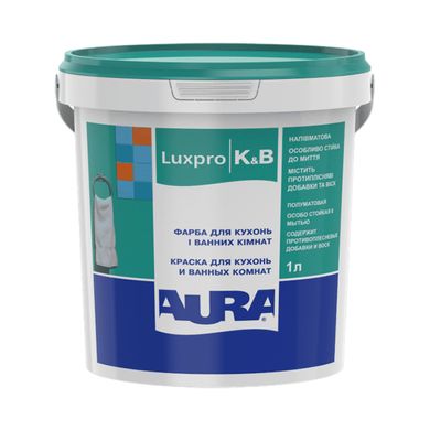 Изображение Краска акриловая для кухни и ванной Aura Luxpro K&B полуматовая 1 л Farbers